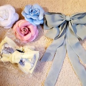 Chiffon Rose Bow Barrette Hair Clip Accessories